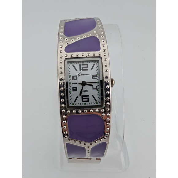 Geneva Accessories - Geneva Watch Women‎ Bangle Band 20mm Case Purple Enamel Inlay- New Battery